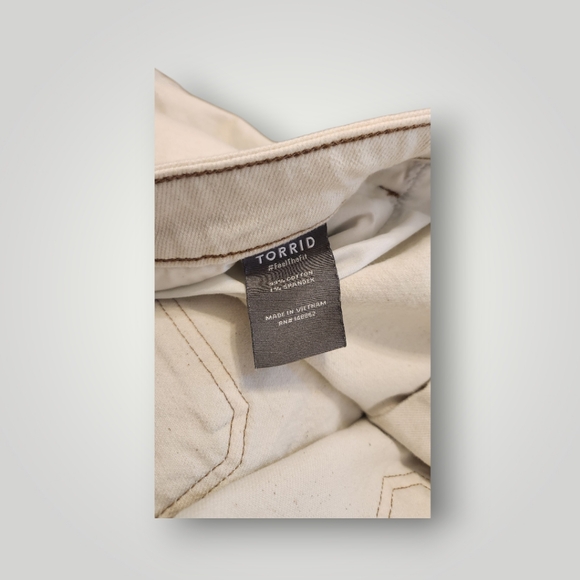 Torrid skirt plus Size  24 button denim buttons short beige cream casual - Picture 9 of 12